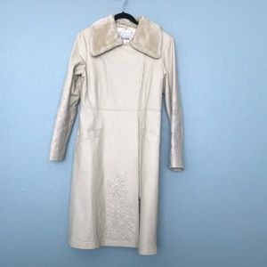 Women’s Spiegel off white genuine leather coat